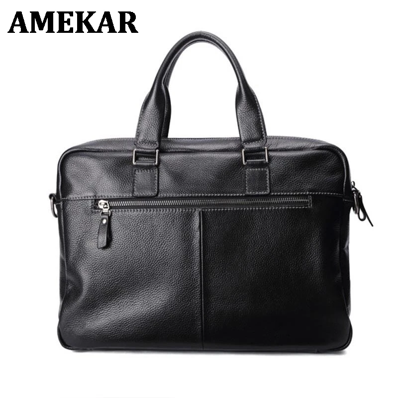 

100% Genuine Leather Briefcase Men Bag Business Handbag Male Laptop Shoulder Bags Tote Skin Men Briefcase Natural Cow Leather