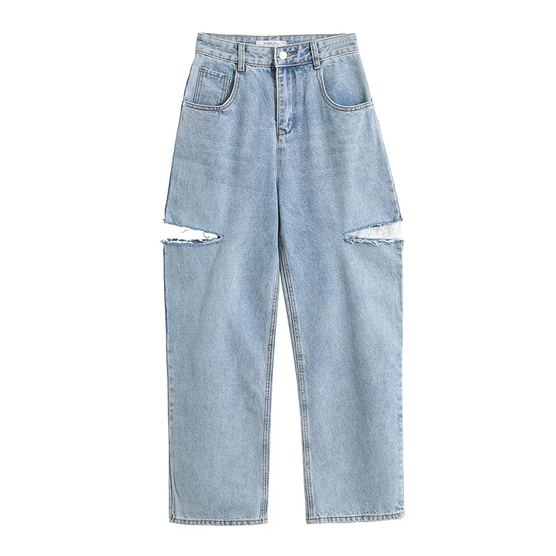 

2021 New Jeans Ripped Jeans Cargo Pants Women Vintage Streetwear Woman Jeans Super Stretchy Jeans