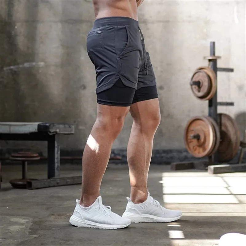 2020 лето 2 в 1 шорты для мужчин GYMS фитнес бега Quick Dry мужские бодибилдинг короткие