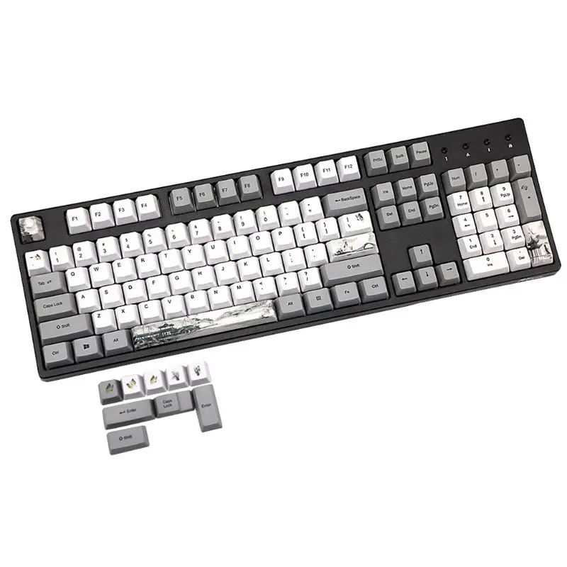 

113 Key Ink Landscape Keycap OEM PBT 5-Surfaces Dye Mechanical Keyboard Keycap