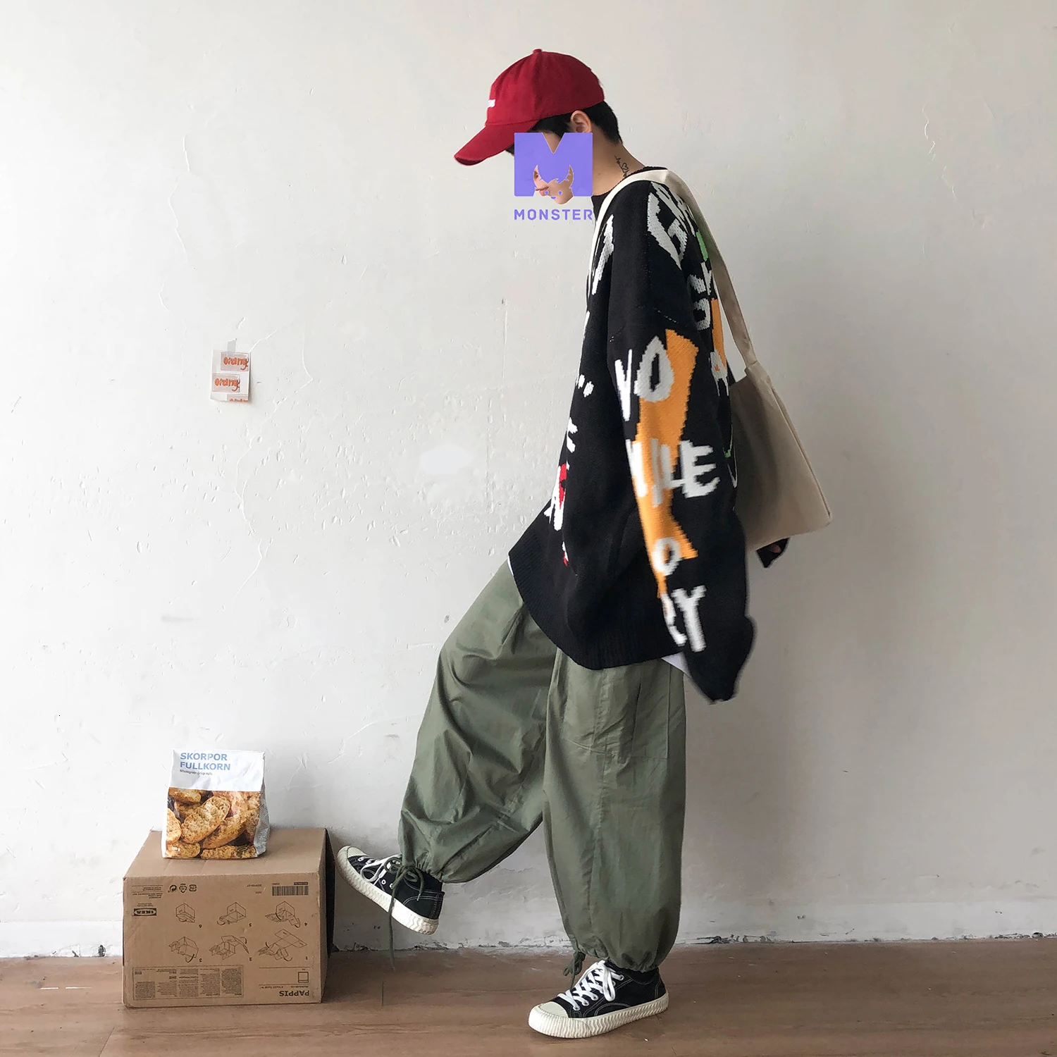 2019 зимние мужские пальто с буквенным принтом свободный шерстяной вязаный