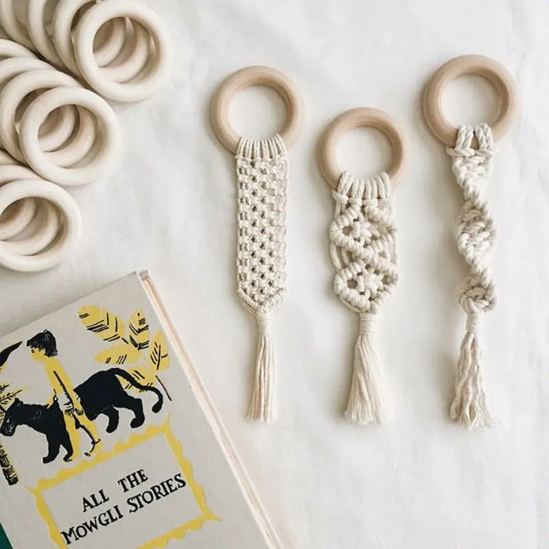 Детский Прорезыватель для зубов вязаное крючком деревянное кольцо