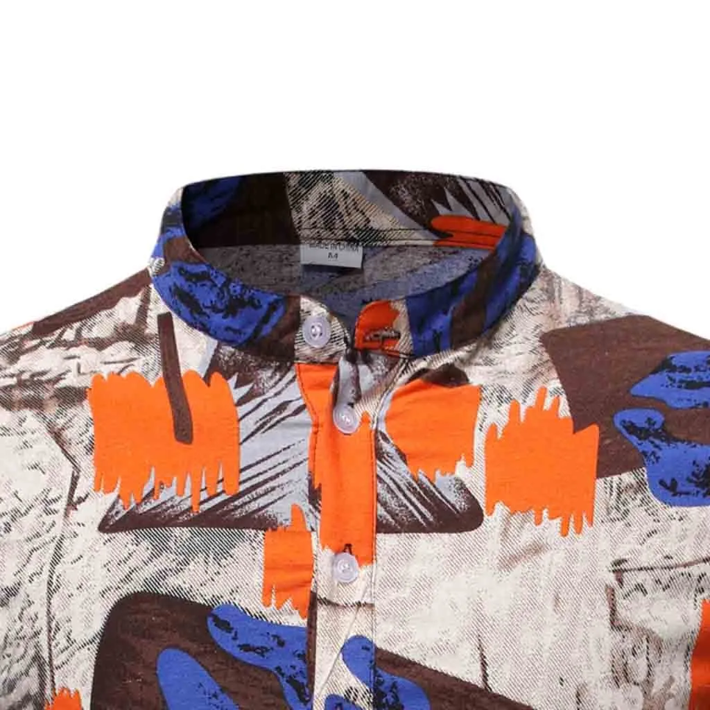 SAGACE Взрывная многоцветная Мужская Этническая Повседневная хлопковая гавайская