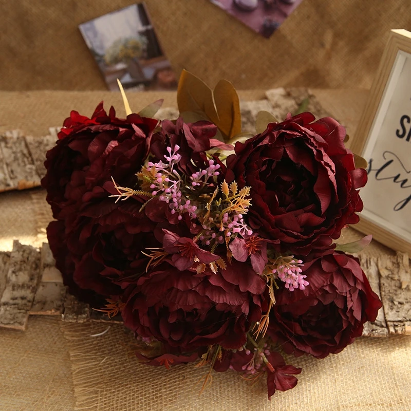 Высококачественный осенний большой пион букет свадебные букеты с