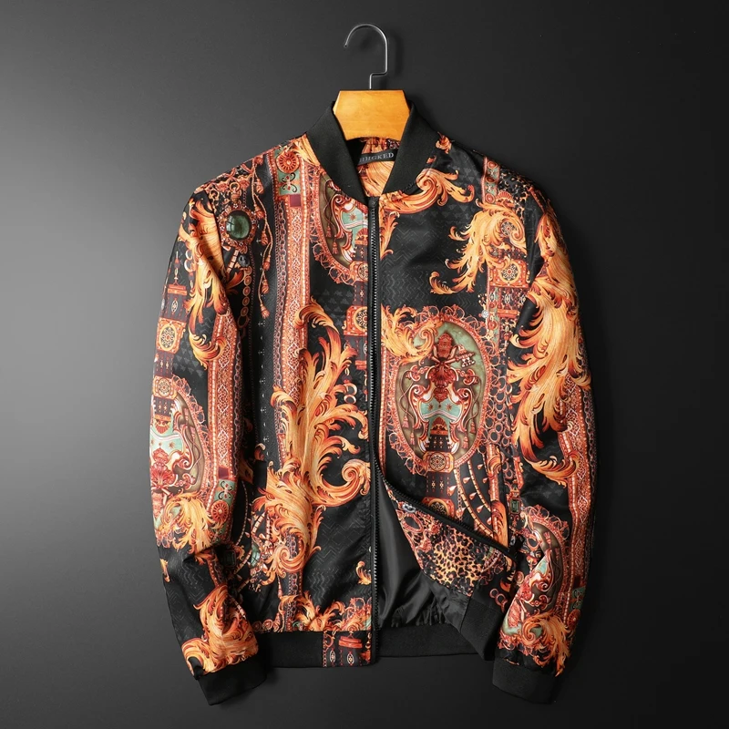 

Baroque Vintage Luxury Designer Clothes Mens Retro Royal Printed Streetwear Oversize Baseball Jackets For Mens Bomber Stylish