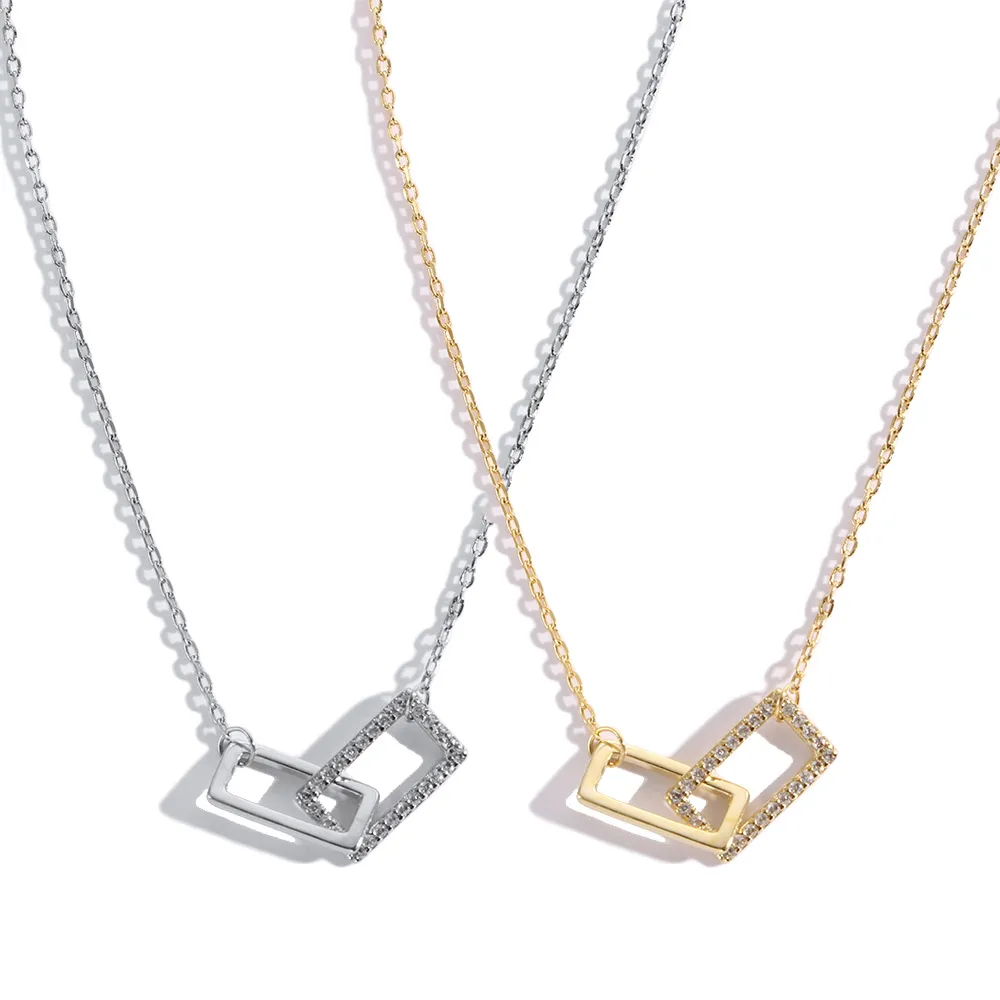 

Новое геометрическое двойное кольцо с зажимом для бумаги ожерелье с подвеской Стразы с кристаллами женское ожерелье-чокер до ключиц Свадеб...