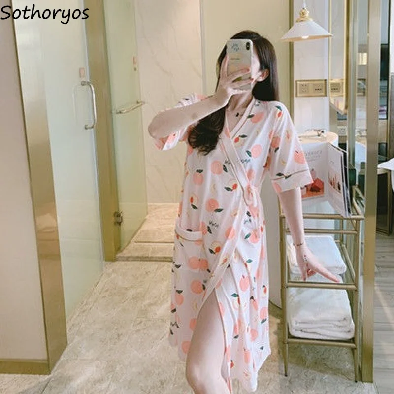 

Robes Women Leisure Comfortable Simple Kimono Sleepwear Loose Home Wear Lounge Fashion Bathrobe Womens Spring Autumn Chic Ins