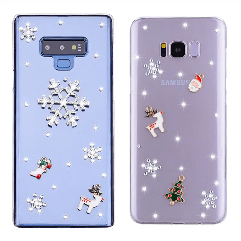 Рождественские чехлы со стразами для Samsung Galaxy S8 S9 S10 PLUS S10E S6 S7 EDGE S5 S4 S3 NOTE 10 4 3 5