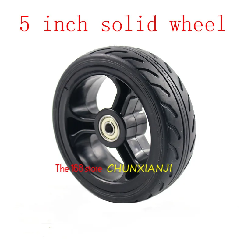 

High quality 2 pcs 5 inch solid wheel tire 5'' tubeless wheel tyre for electric scooters strollers trolley wheelchairs