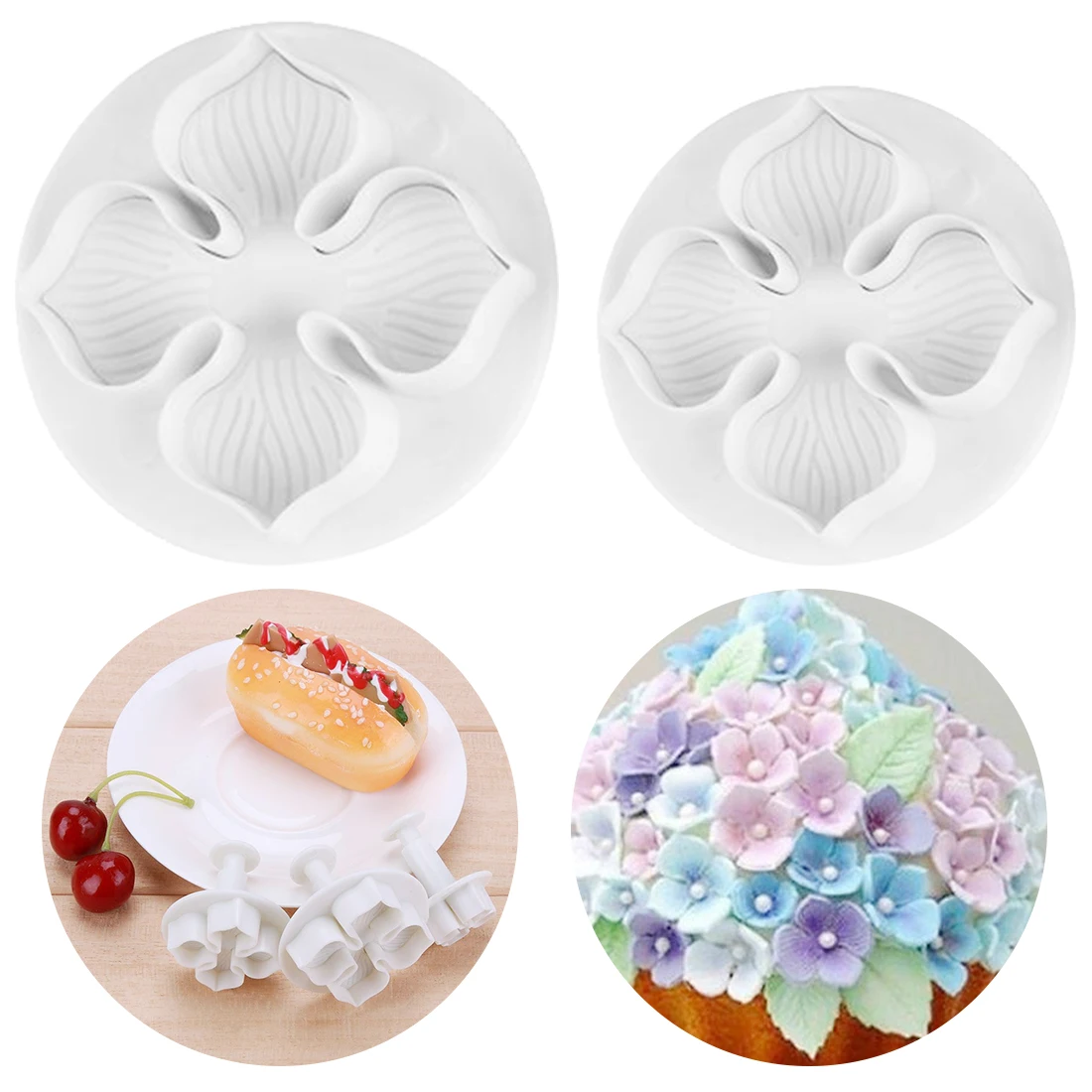 3 шт. Пластиковая форма для украшения гортензии Рождественского торта печенья