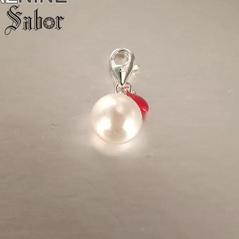 Классический посеребренный красный Сердечко с белым жемчугом Diy амулеты