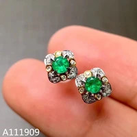 kjjeaxcmy boutique jewelry 925 sterling silver inlaid natural emerald womens stud earrings support detection popular