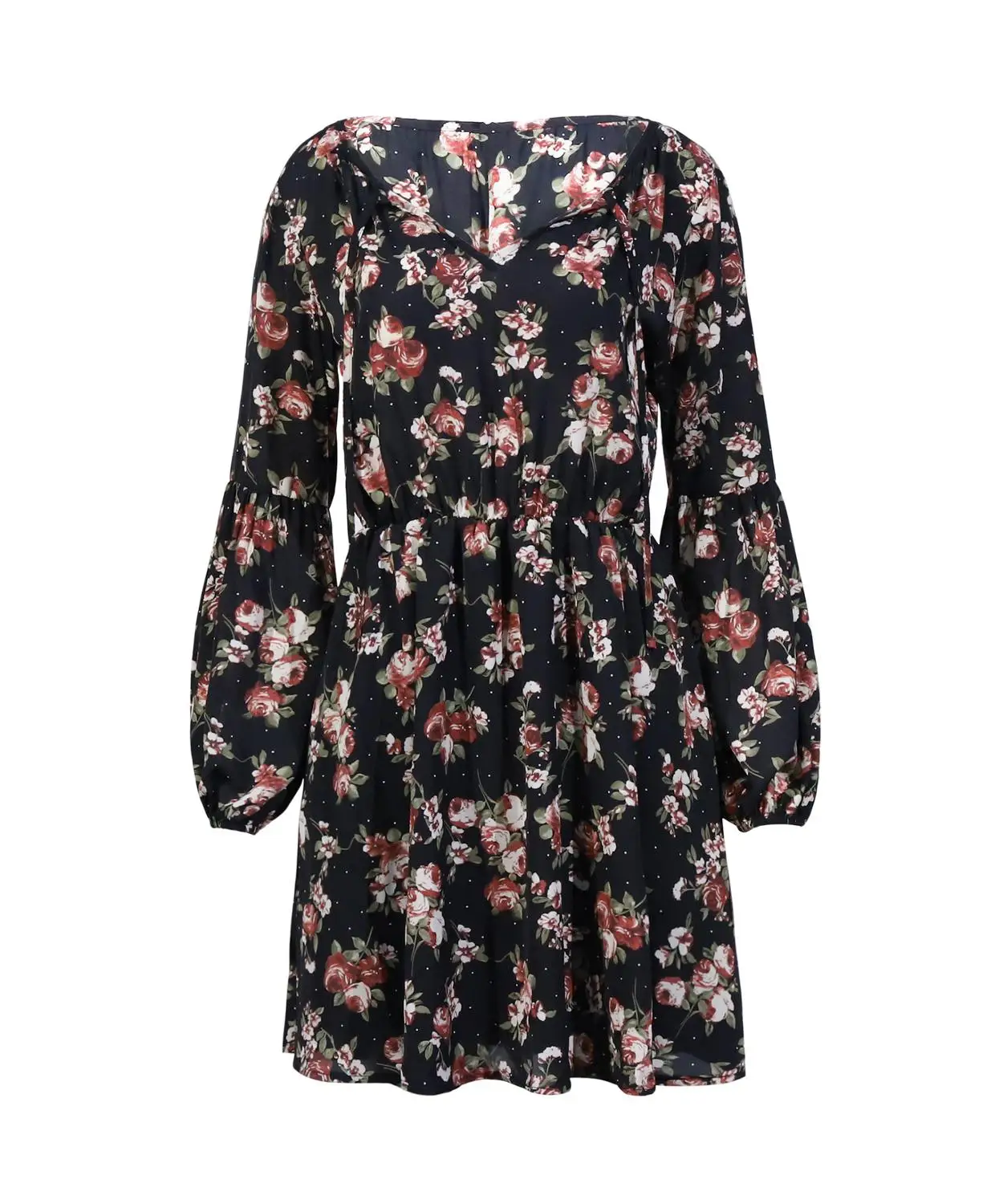 

Autumn Mini Dress Women Vintage Print Dress Casual Party Dresses Sexy V-Neck Long Sleeve White Short Dress Fashion Vestidos
