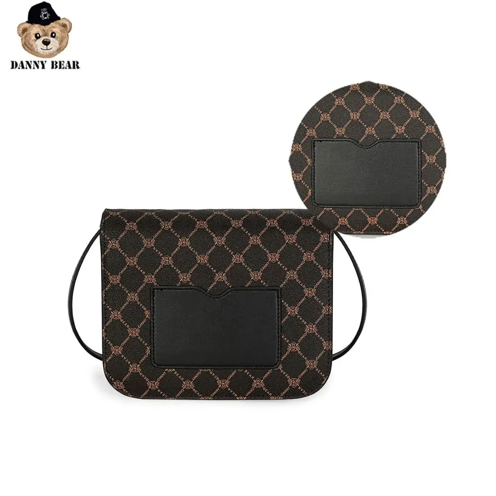 Женская сумка-Кроссбоди в клетку Danny Bear коричневая маленькая квадратная сумка