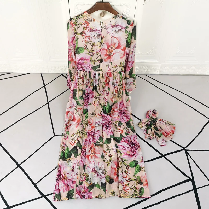 

Long Dress Bohemian Designer Fashion Women'S High Quality Party Holiday Casual Vintage Elegant Print Long Sleeve Chiffon Dresses