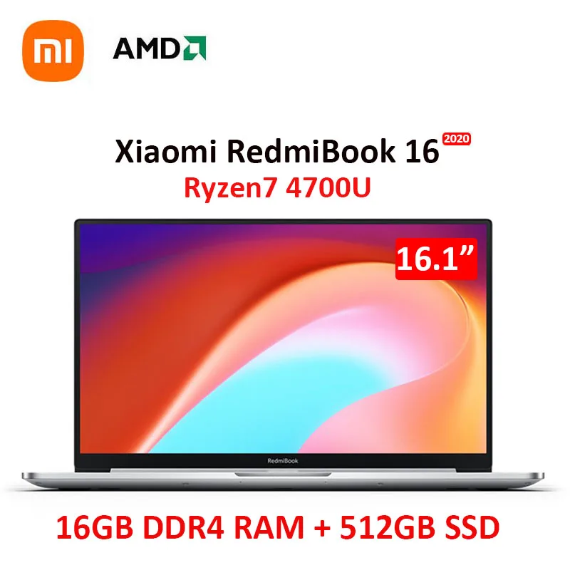 Get RedmiBook 16 xiaomi Laptop  Ryzen R7   16G RAM  512GB  SSD 16.1 inch FHD Screen  Notebook