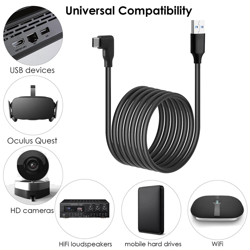 

Link Cable, High-Speed Data Transfer and Fast Charging USB 3.1 Type-C to USB-A Extension Cable for Oculus Quest