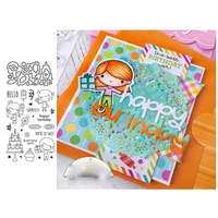 cutting die with clear stamp of cake candy ice cream letter handbook diy scrapbook paper embossing stencil transparent seal