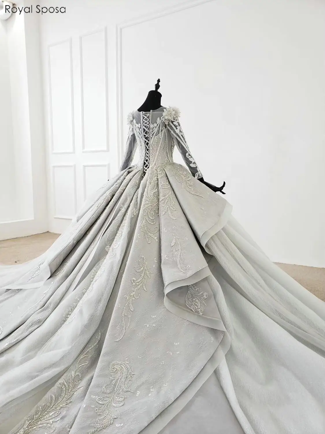 Новая модель серое свадебное платье бальное принцессы Пышные свадебные платья с