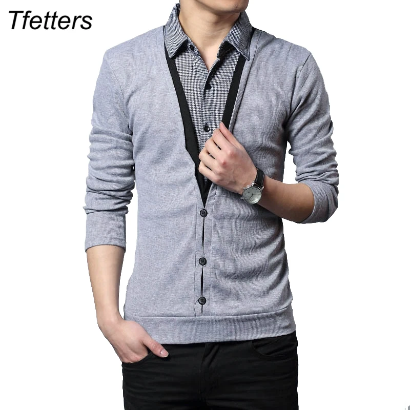 Осенняя одежда TFETTERS модная мужская футболка толстая трикотажная рубашка с