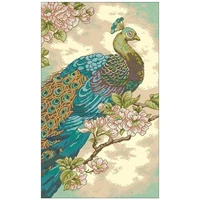 beautiful blue peacock patterns counted cross stitch 11ct 14ct diy chinese cross stitch kits embroidery needlework sets
