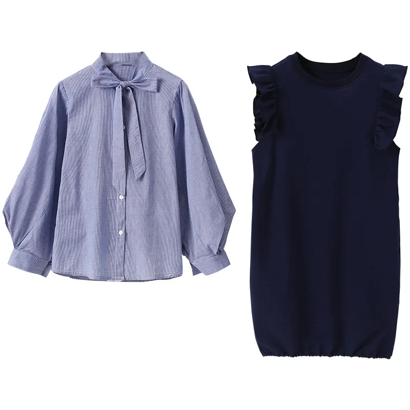 

In Stock Spring Summer Children's Clothes Set Baby Girls Blouse+ Dress 2pcs/Set Kids Costume Teenage Girl Clothing High Quality