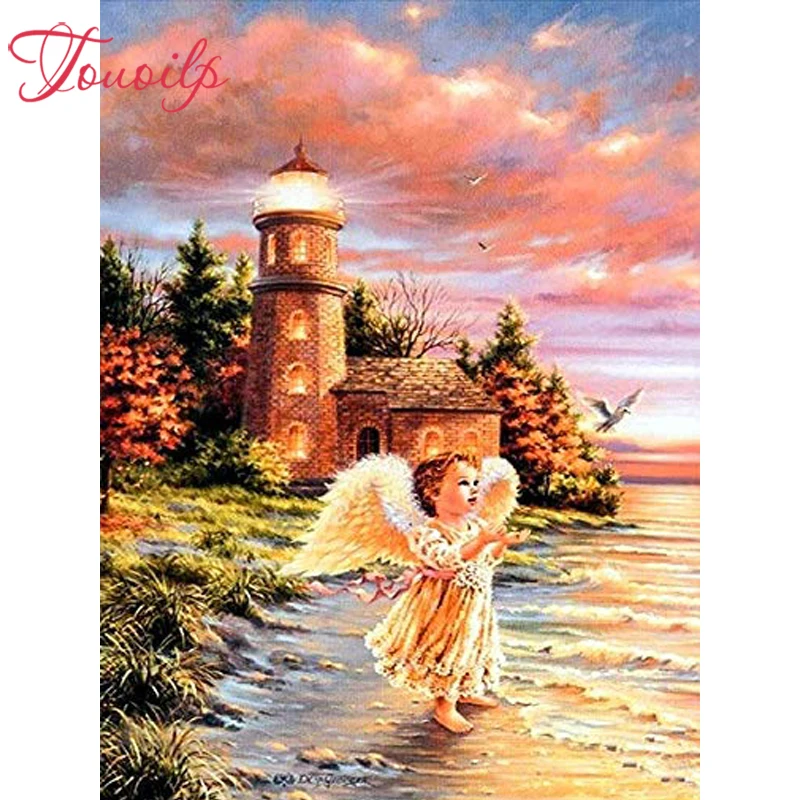 

Алмазная 5D Вышивка TOUOILP, вышивка с ангелом, мозаика крестиком из смолы, стразы, подарок «сделай сам»