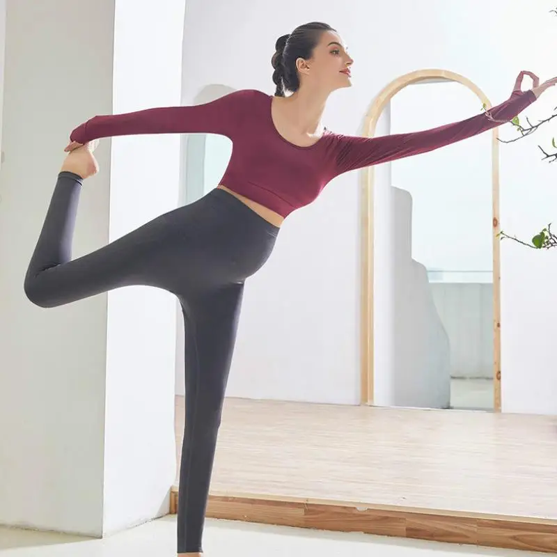 

NORMOV Pregnant Women Leggings High Waist Push Up Fitness Running Leggins Workout Solid Color Sports Gym Legins Compression Pant