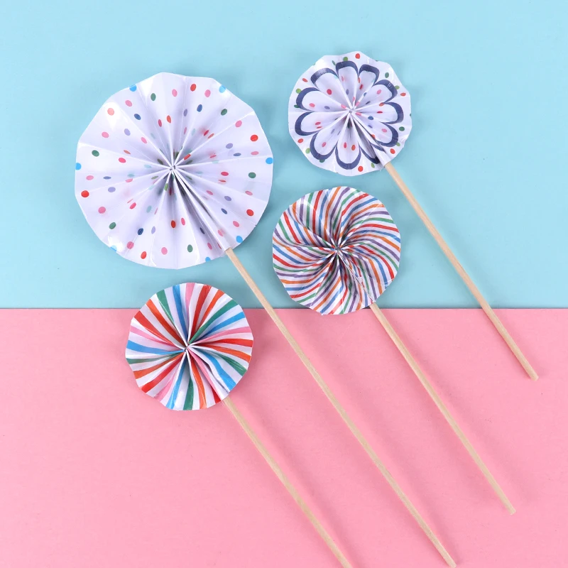 4 шт./лот мини-бумажный веер для торта декорация кексов флаги свадьбы детский день