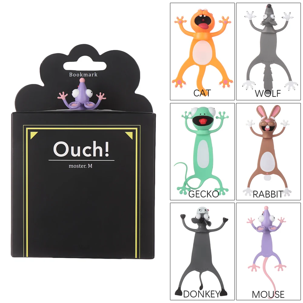 3D стерео мультфильм Стиль животных закладки креативные забавные ПВХ маркеры