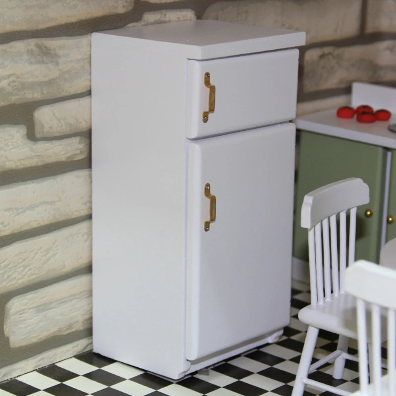 

D7WF Dollhouse Refrigerator Miniature Kitchen Accessory 1:12 Role Play Game Furniture Gift Pretend Play House Toy Playsets
