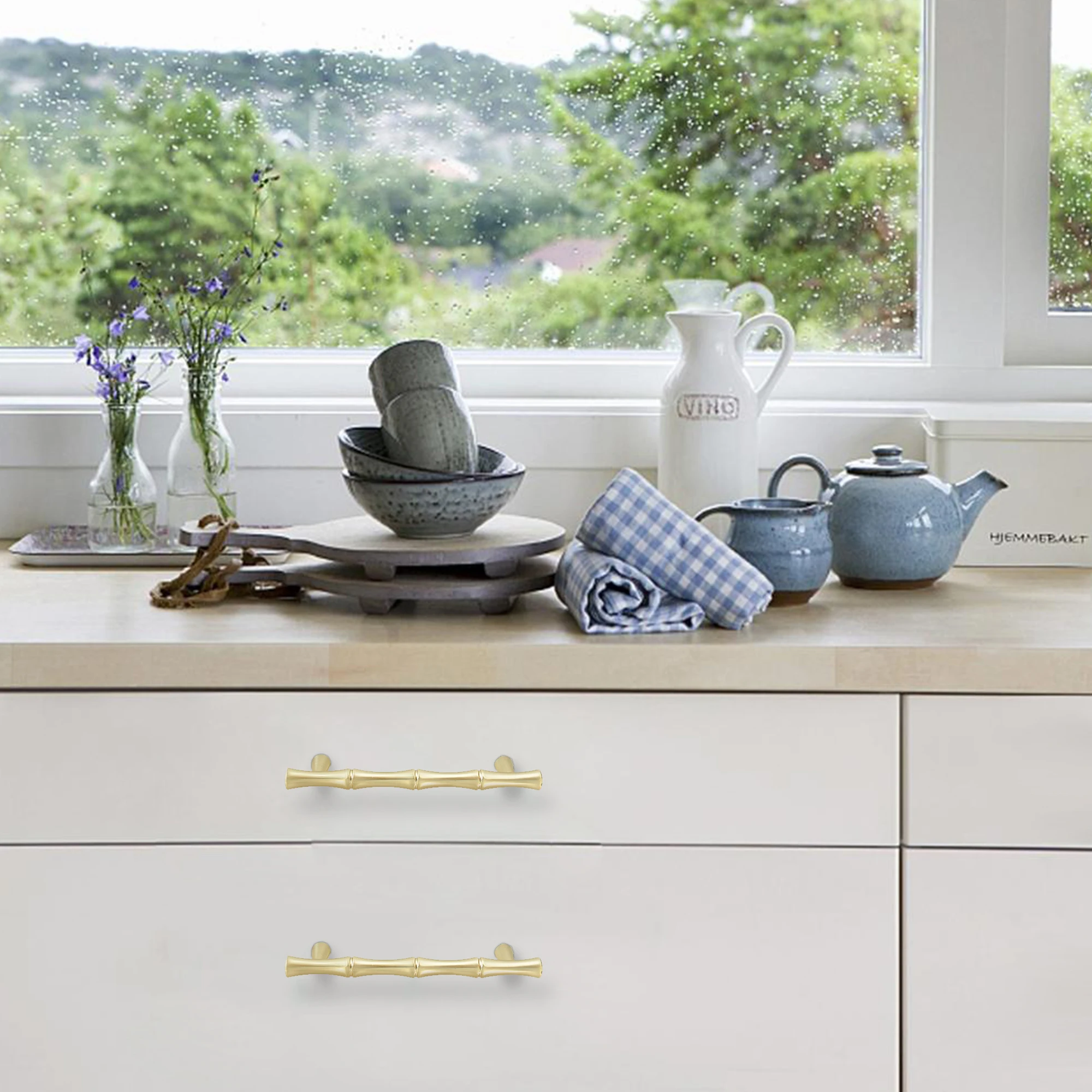 3.78'' 5'' Bamboo Shape Furniture Handles Zinc Alloy Cabinet Pulls Drawer Knob Kitchen Cupboard Wardrobe Closet Pull Knobs |