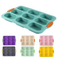 silicone 9 grid oval french loaf cake mold french diy small bread baking pan mold non stick baking tools