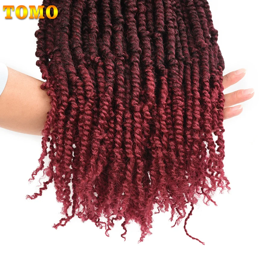 

Spring Twists Crochet Braids Hair Synthetic Ombre Braiding African Hair 18Inch Pre Looped Fluffy Locs Passion Twist Crochet Hair
