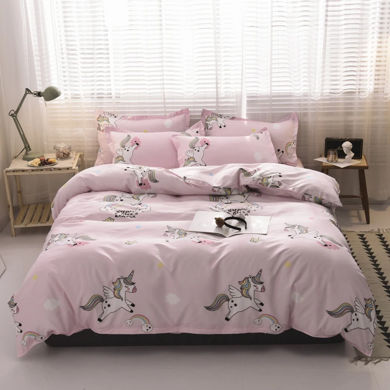 

Hot Sale Soft Cute Girl Bedding Cotton Printed Pillowcase Quilt Cover Bed Sheet Queen Size Bed King Size Bed Four-Piece Set