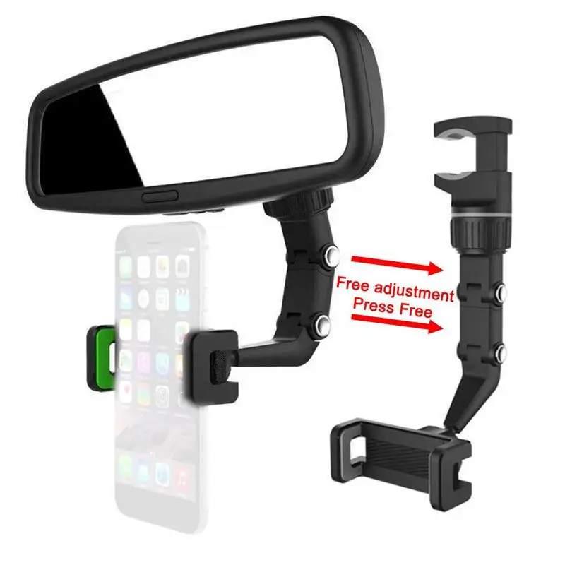 universal car phone holder rearview mirror multifunction mount 360 degree rotation for cell phone gps bracket press free free global shipping