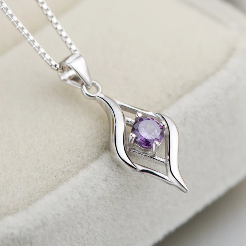 Sterling Silver Clavicle Necklace Rhombus Pendant Zircon Diamond Jewelry for Women 18K Gold Plated 18inches Box Chain | Украшения и