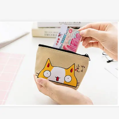 Милый кошелек для монет девочек клатч на молнии сумка ключей мини с мультяшным