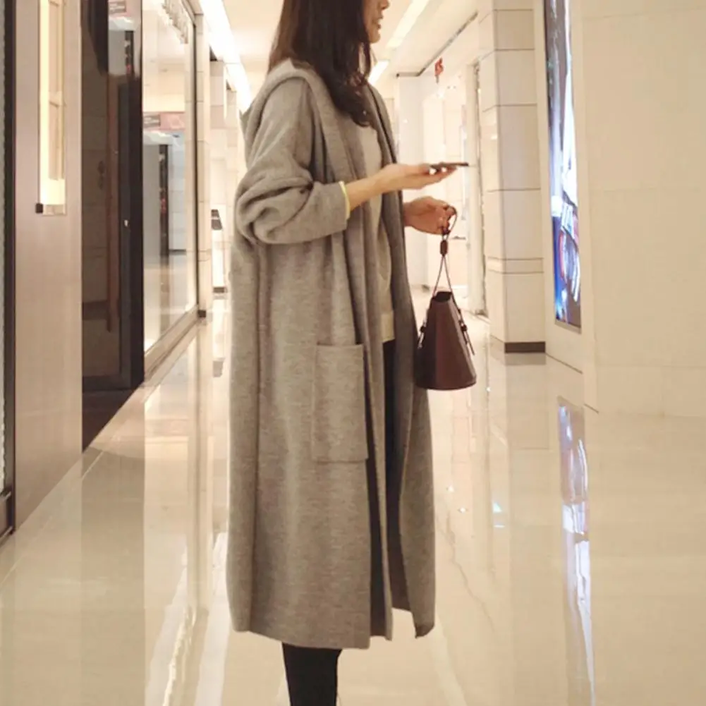 Зимний вязаный кардиган свитер Женский однотонный шерстяной с длинным рукавом