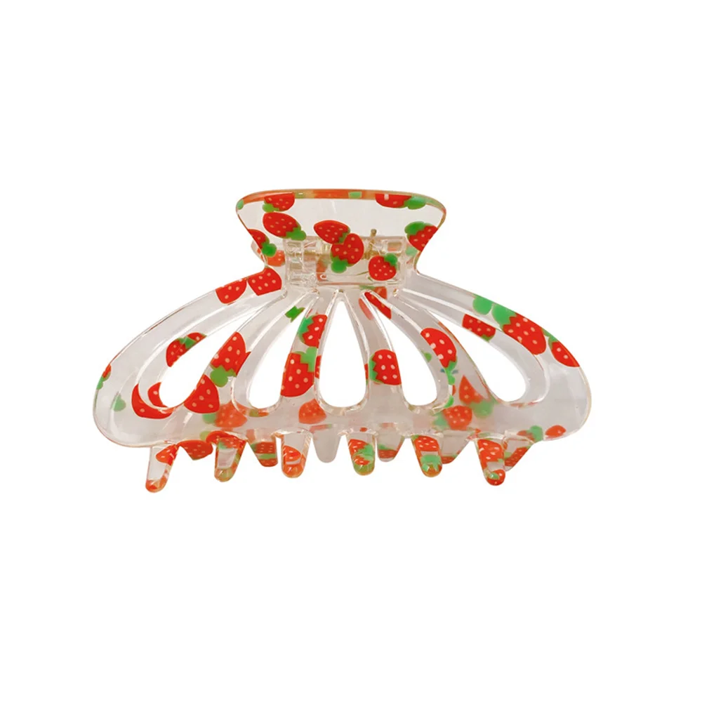 

New Clear Acrylic Fruit Hair Claws Large Candy Transparent Clips Women Girls Ponytail Holder Headwear Hair Styling Accessories