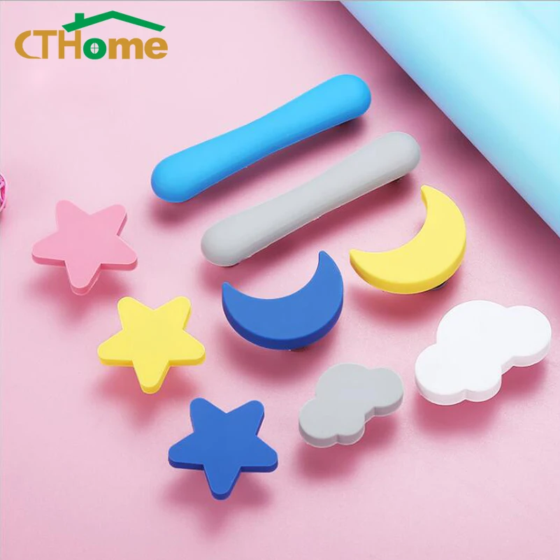 Ctome детские резиновые дверные ручки Луна Звезда мультфильм мебель ПВХ облако