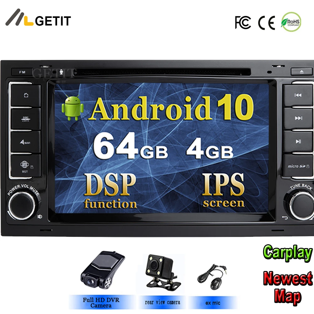 DSP чип ips Android 10 4G 64G Автомобильный gps для Фольксваген туарег Т5 транспортер Multivan dvd-плеер радио Мультимедиа Навигация