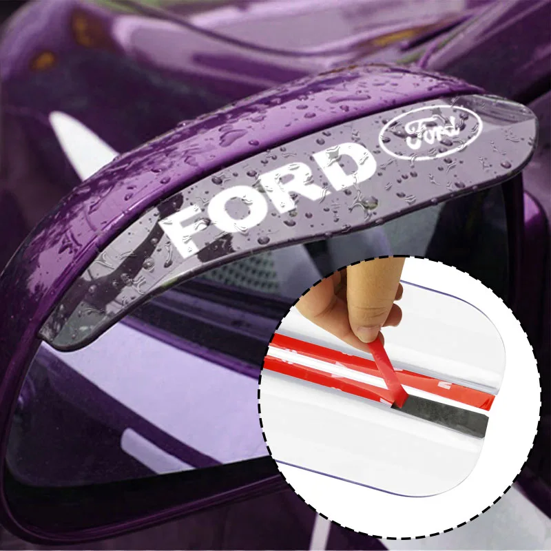 

2pcs PVC Rearview Mirror Rain Shade Rainproof Blades Rain Cover For Ford Fiesta EcoSport ESCORT Ranger Mondeo Mustang FOCUS 2 3