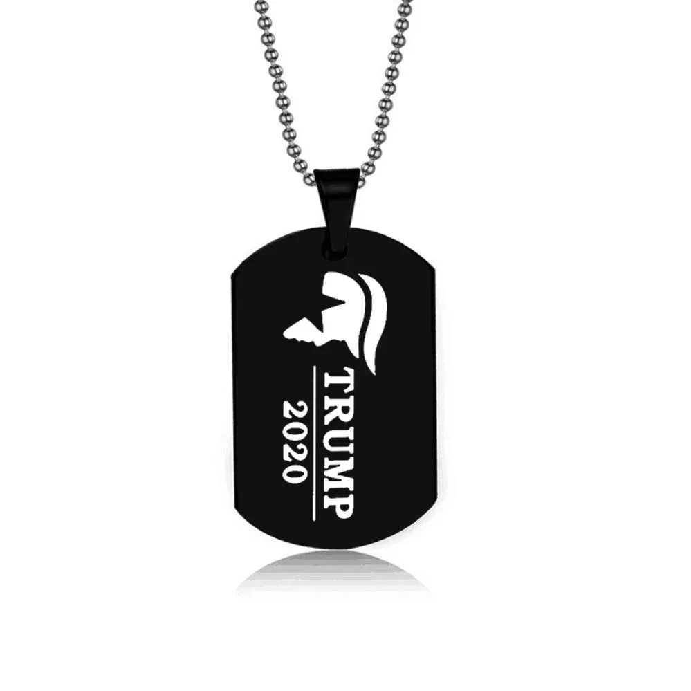 Чандлер Дональд Трамп 2020 черное стальное ожерелье с флагом США Трампа надписью