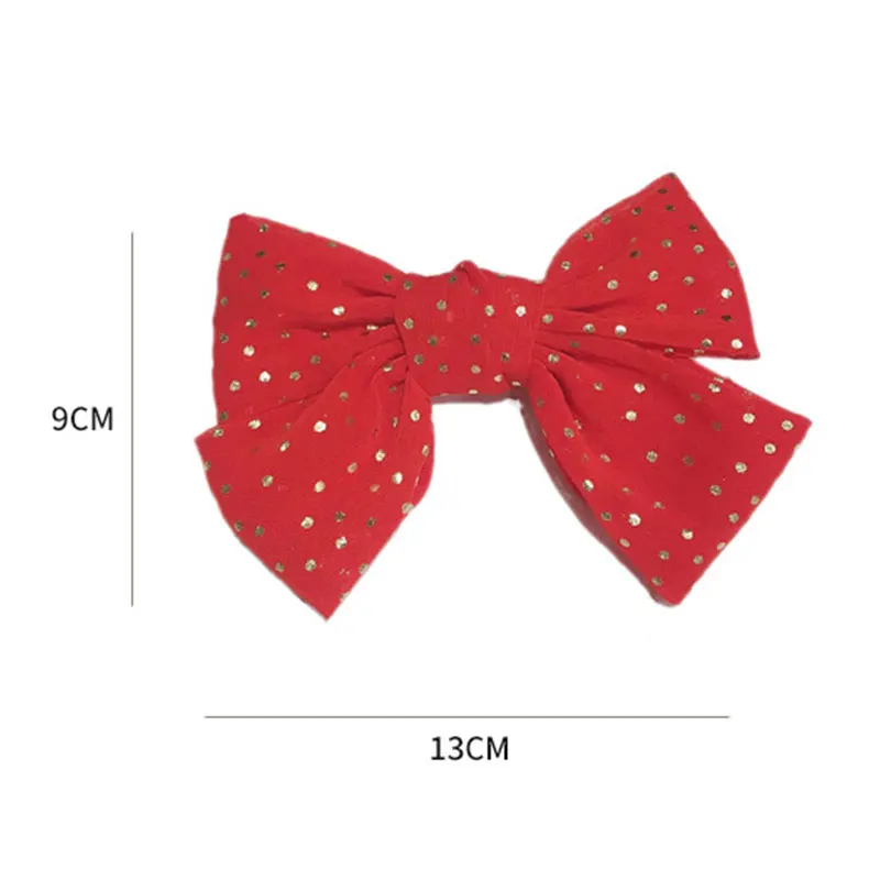 

Korea 2021 Fashion Red Wave Dot Big Bow Fabric Hairpin Female Elegant Party Headdress Super Floral Hair Accessories Wholesale