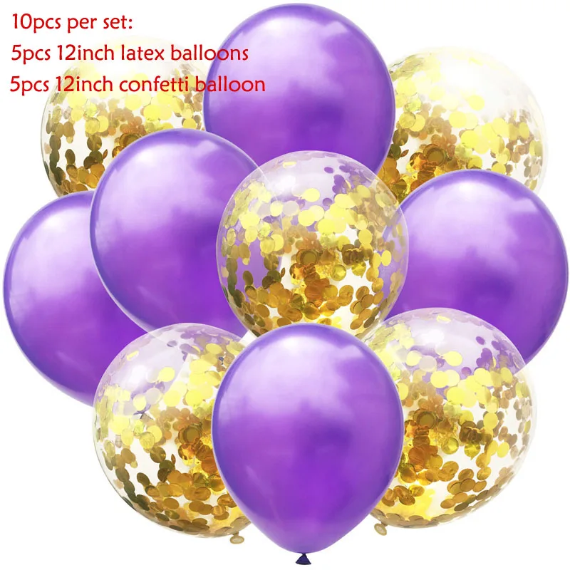 10pc(Gold-Pruple) 14 шт./лот, набор конфетти из смешанного розового золота с воздушным шаром на день рождения, воздушный шар на свадьбу, день рождения, декоративный шар, сделай сам - Цвет: 10pc(Gold-Pruple)