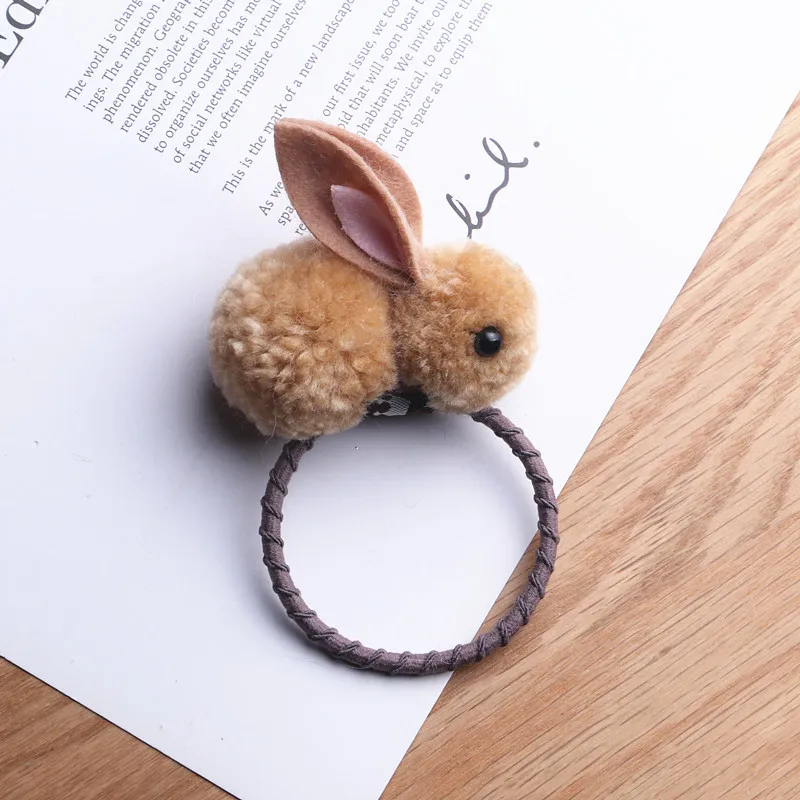 

24pcs Fashion Pom Pom Rabbit Ponytail Holder Fluffy Bunny Elastic Hair Bands Princess Easter Headwear Hair Accessories for Girls