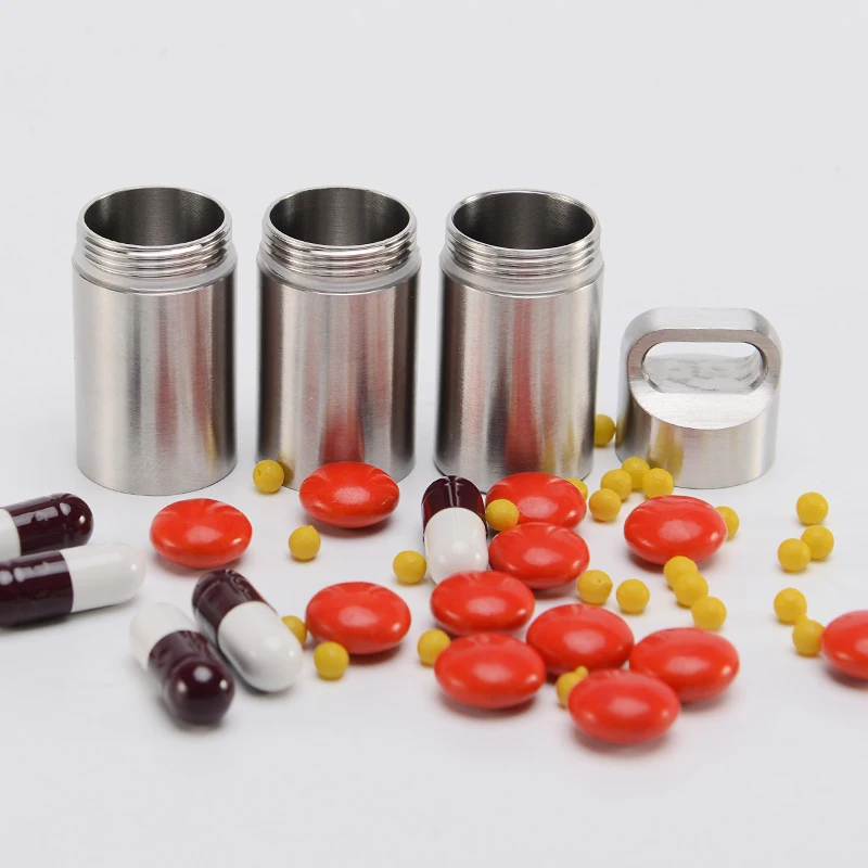 

EDC Container Pendant Survival Waterproof Medicine Pill Box Stainless Steel Seal Cabin Outdoor Camping Sealed Drug Cigarette