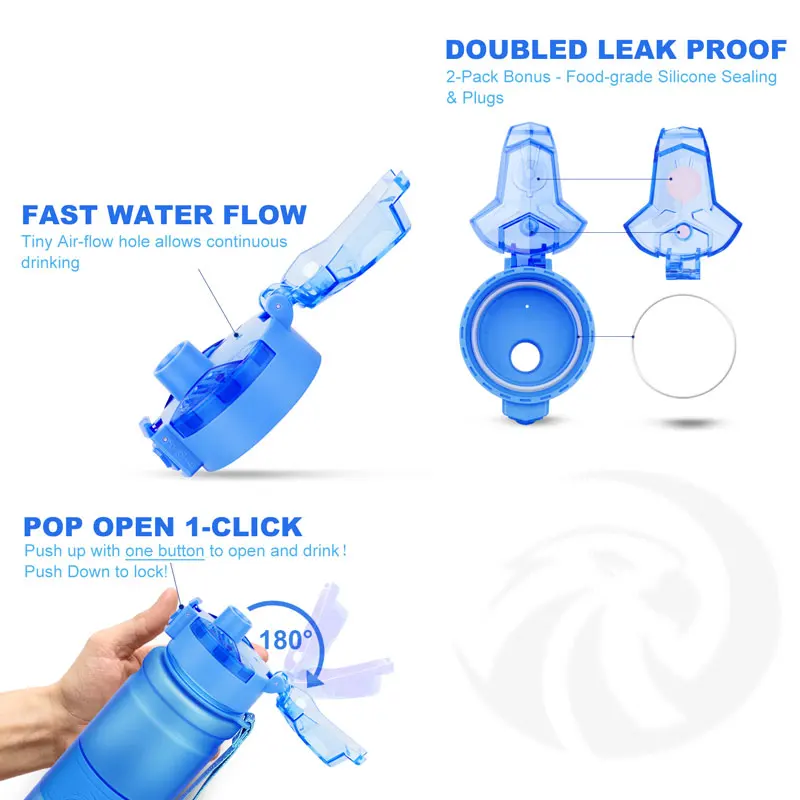 Спортивная бутылка для воды 700/1000 мл 8 цветов | Дом и сад