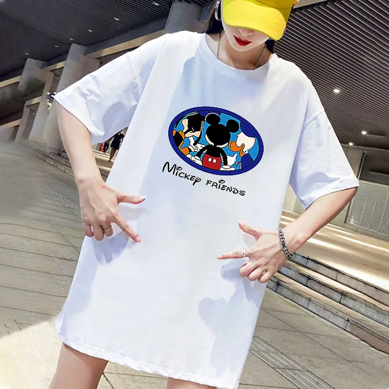 

Mickey Friends Plus Size T-Shirt Dress Mini Print Dresses Women Harajuku Short Sleeve Vintage Casual Loose Party Chinese Style